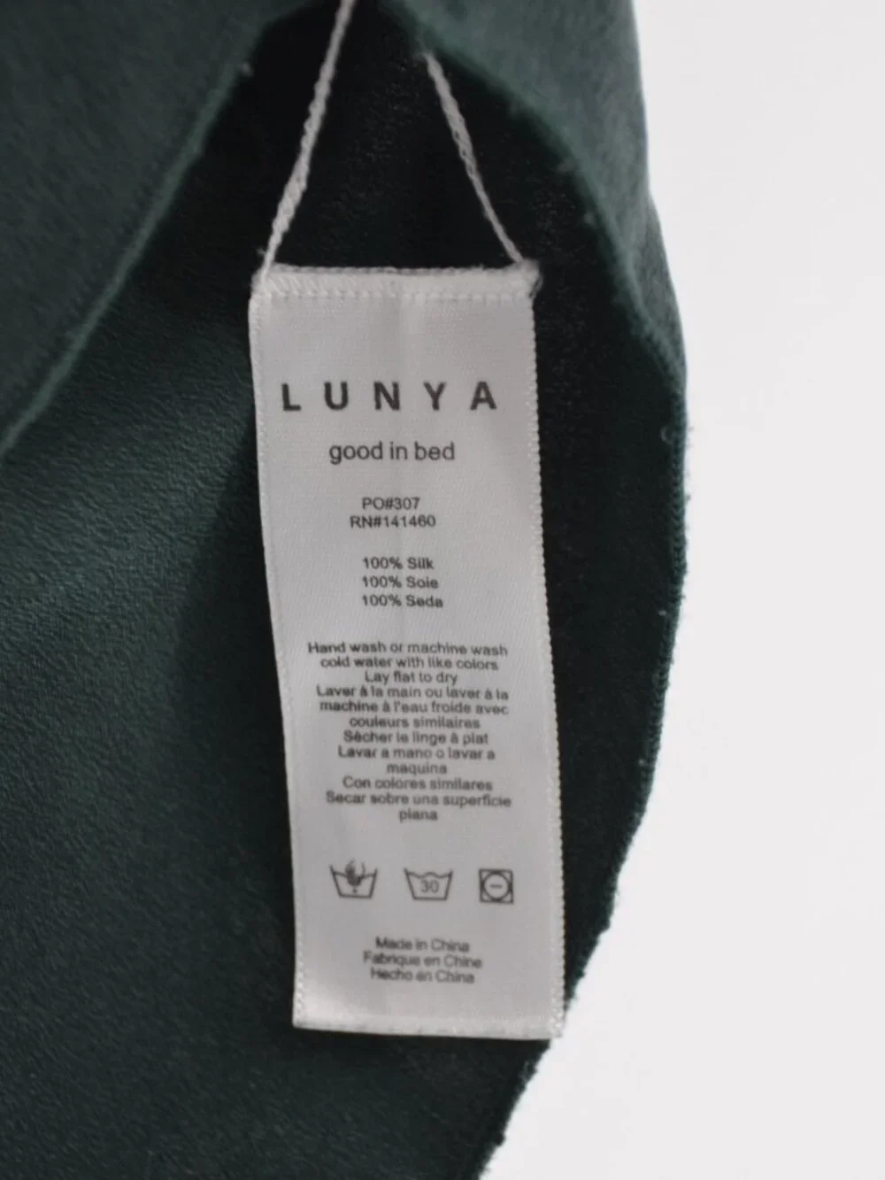 Lunya Washable Silk Matching Pajama Set Dark Green M